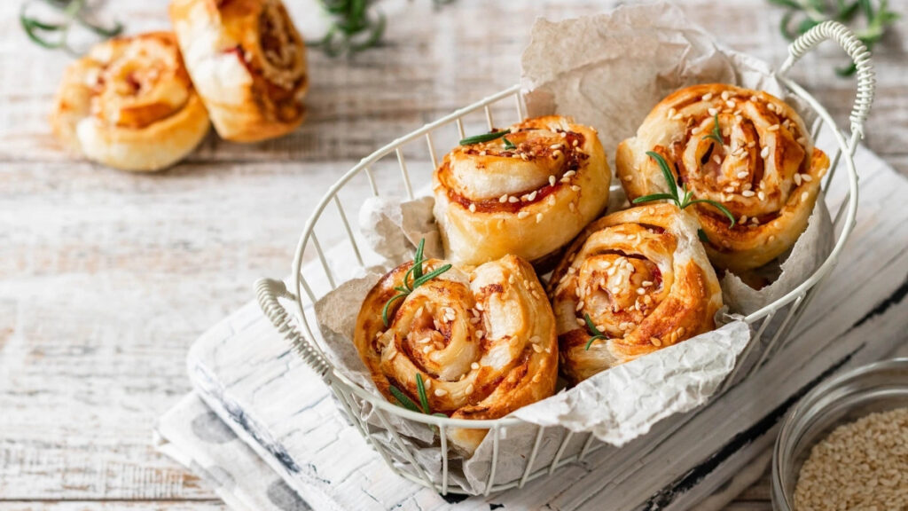 Pizza-Schnecken aus Blätterteig