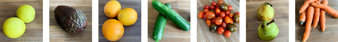 Auszug der etepetete-Box - Obst und Gemüse